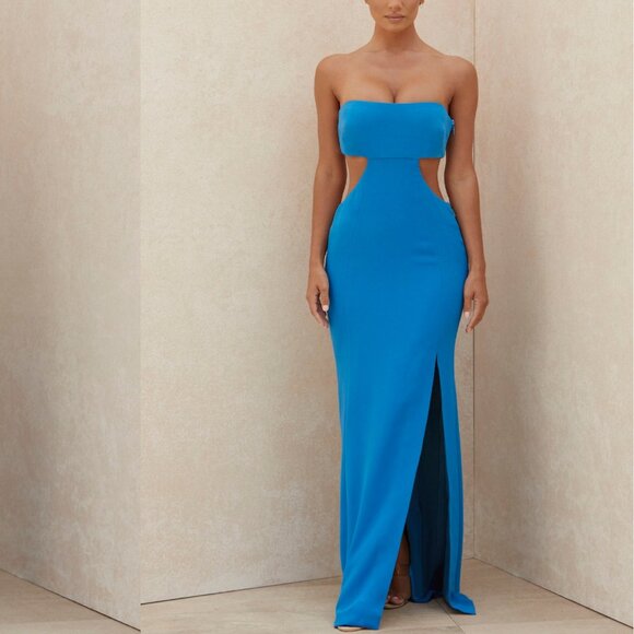 House of CB Altana Vibrant Blue Strapless Maxi Dress with Cutout - Picture 8 of 16